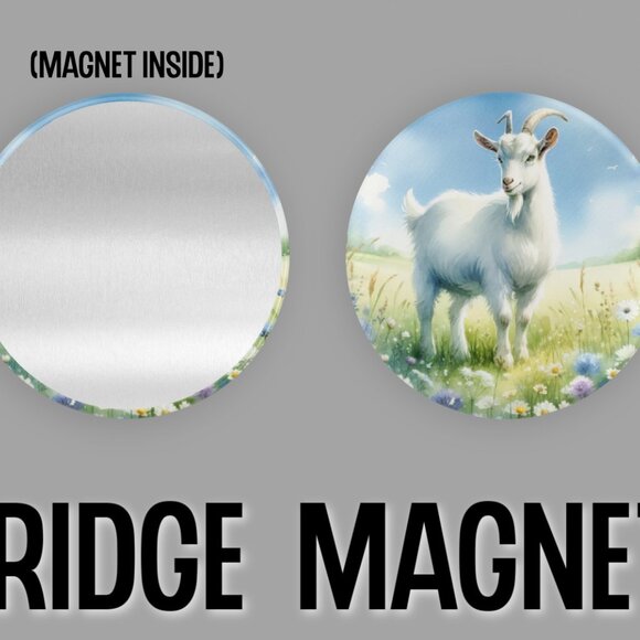 Watercolor Goat Fridge Magnets Set Of 6 Metal Magnets For Home Office Kitchen - Picture 3 of 6